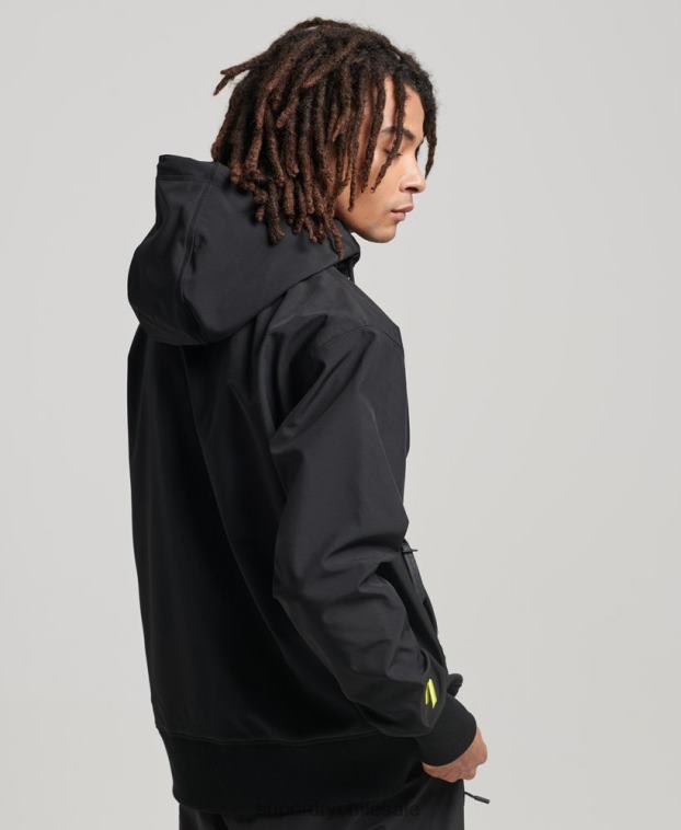 hombres Superdry negro sudadera con capucha de tecnología de nieve 2R68Z734