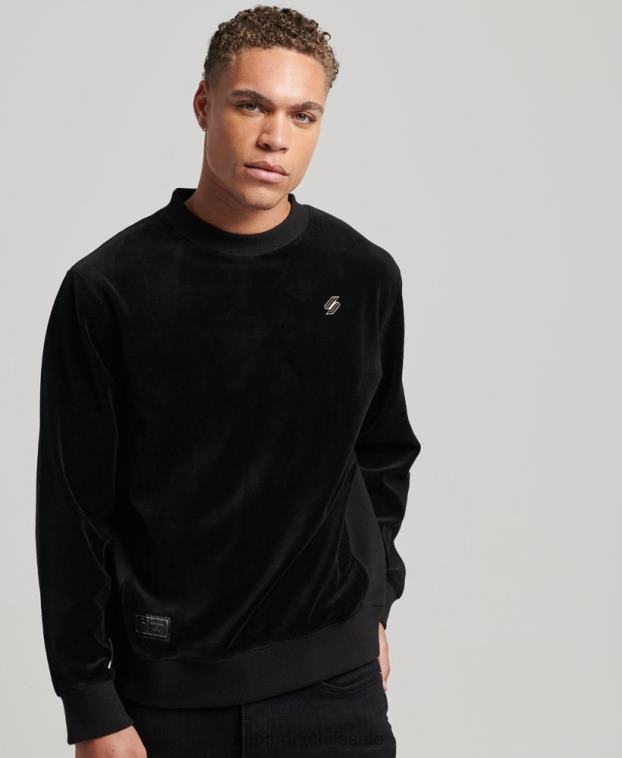 hombres Superdry negro sudadera con capucha de terciopelo con logo de code s 2R68Z849