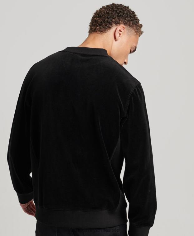 hombres Superdry negro sudadera con capucha de terciopelo con logo de code s 2R68Z849