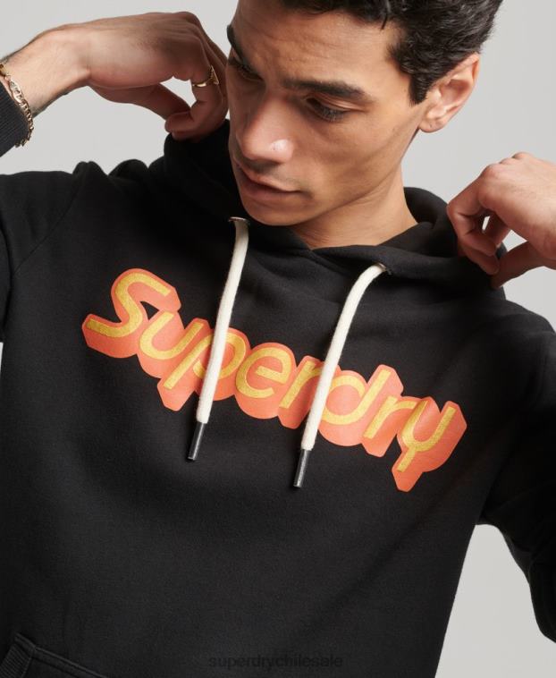 hombres Superdry negro sudadera con capucha de trading co 2R68Z781