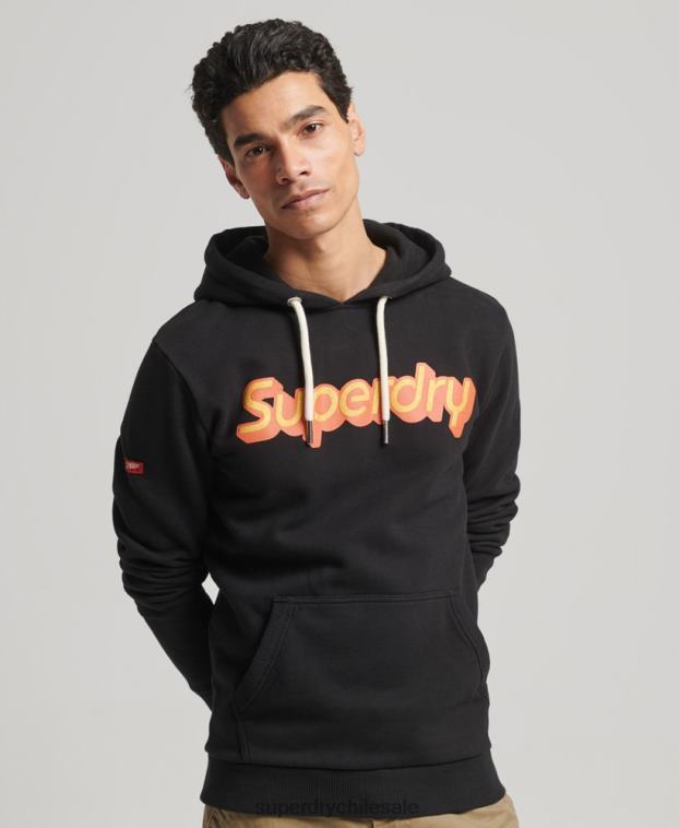 hombres Superdry negro sudadera con capucha de trading co 2R68Z781