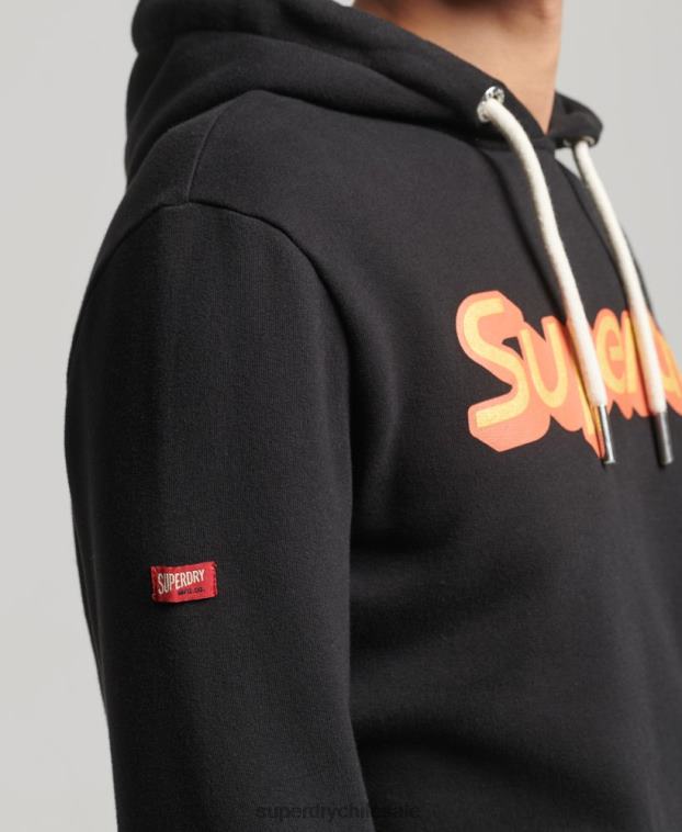 hombres Superdry negro sudadera con capucha de trading co 2R68Z781