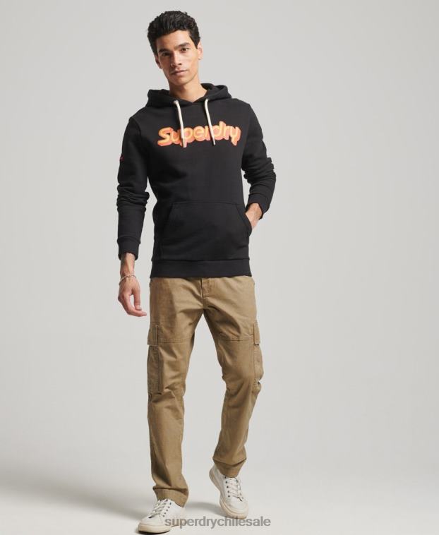 hombres Superdry negro sudadera con capucha de trading co 2R68Z781