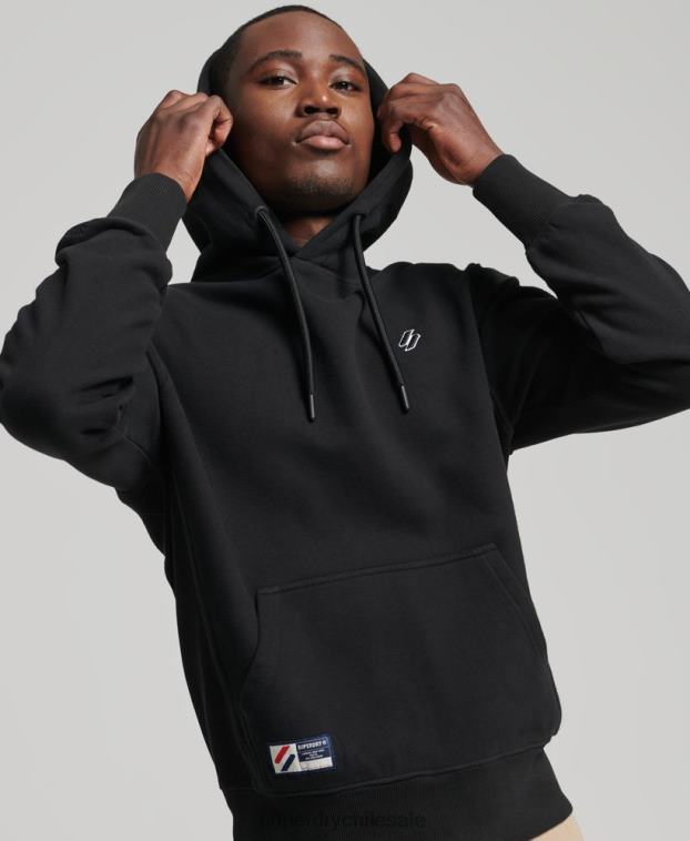 hombres Superdry negro sudadera con capucha esencial 2R68Z861