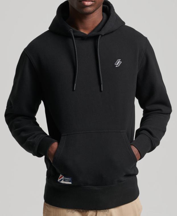 hombres Superdry negro sudadera con capucha esencial 2R68Z861