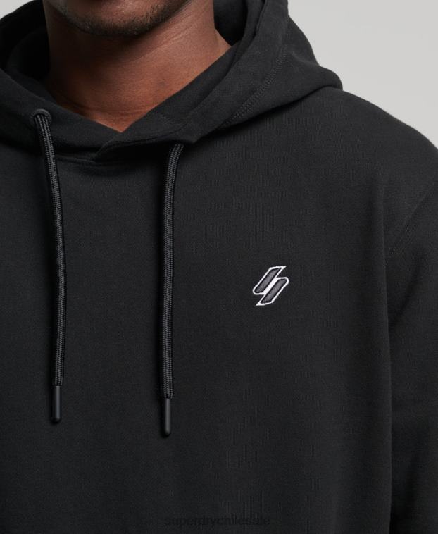 hombres Superdry negro sudadera con capucha esencial 2R68Z861