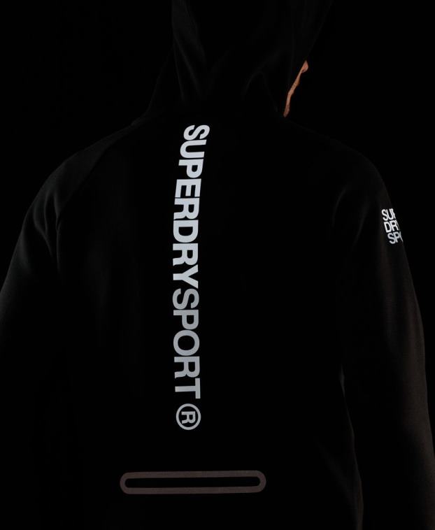 hombres Superdry negro sudadera con capucha gymtech 2R68Z683