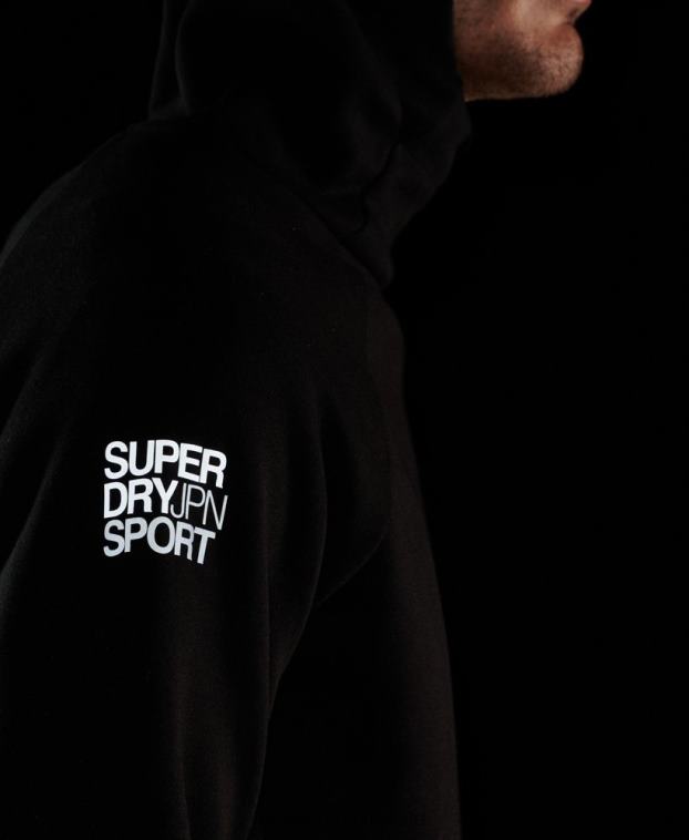 hombres Superdry negro sudadera con capucha gymtech 2R68Z683