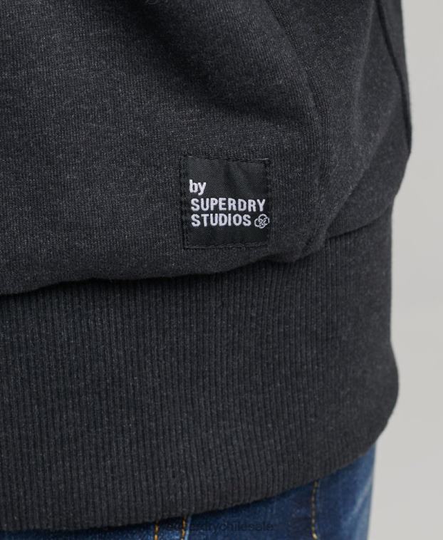hombres Superdry negro sudadera con capucha micro mid 2R68Z5008