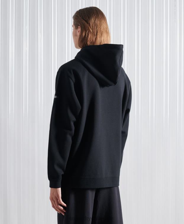 hombres Superdry negro sudadera con capucha sdx nyc de edición limitada 2R68Z5237