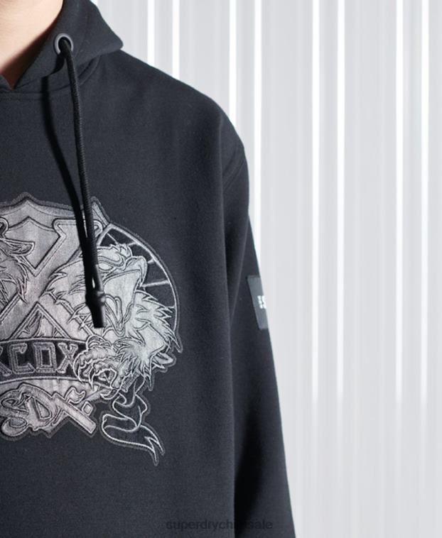 hombres Superdry negro sudadera con capucha sdx nyc de edición limitada 2R68Z5237