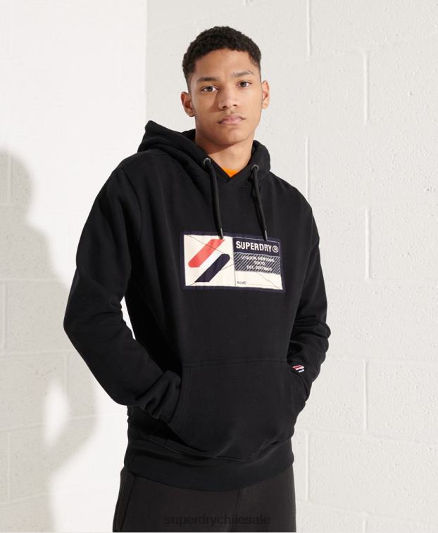 hombres Superdry negro sudadera con capucha sport jock tag 2R68Z5060
