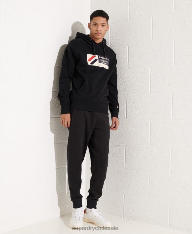 hombres Superdry negro sudadera con capucha sport jock tag 2R68Z5060