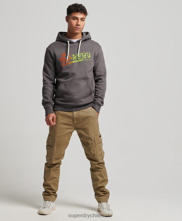 hombres Superdry negro sudadera con capucha vintage shadow 2R68Z638