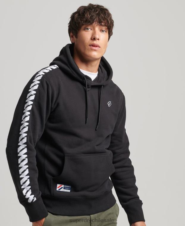 hombres Superdry negro sudadera con capucha y cinta del logo 2R68Z563