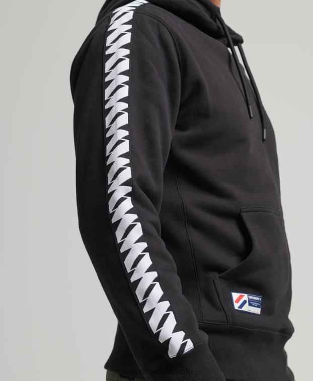 hombres Superdry negro sudadera con capucha y cinta del logo 2R68Z563