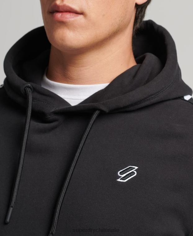 hombres Superdry negro sudadera con capucha y cinta del logo 2R68Z563