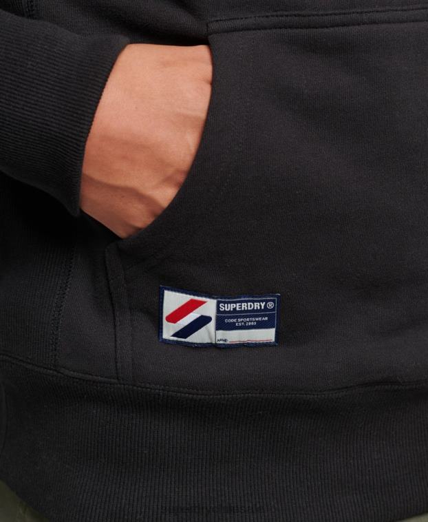 hombres Superdry negro sudadera con capucha y cinta del logo 2R68Z563