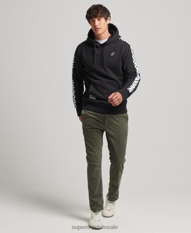 hombres Superdry negro sudadera con capucha y cinta del logo 2R68Z563