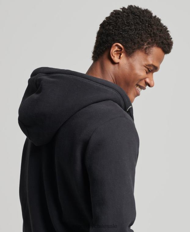 hombres Superdry negro sudadera con capucha y cremallera de algodón orgánico con logo vintage bordado 2R68Z516