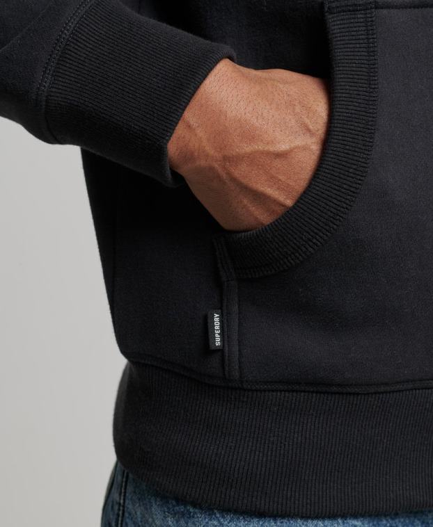 hombres Superdry negro sudadera con capucha y cremallera de algodón orgánico con logo vintage bordado 2R68Z516