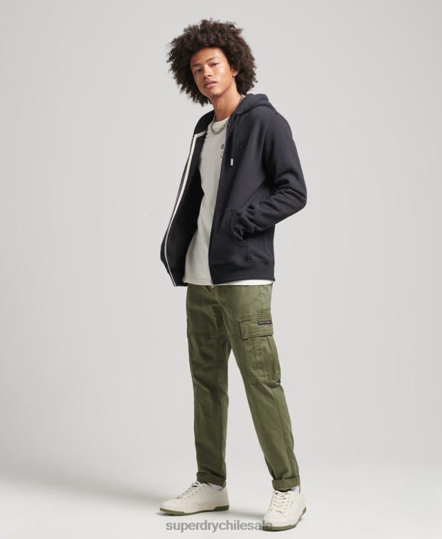 hombres Superdry negro sudadera con capucha y cremallera de algodón orgánico con logo vintage bordado 2R68Z612