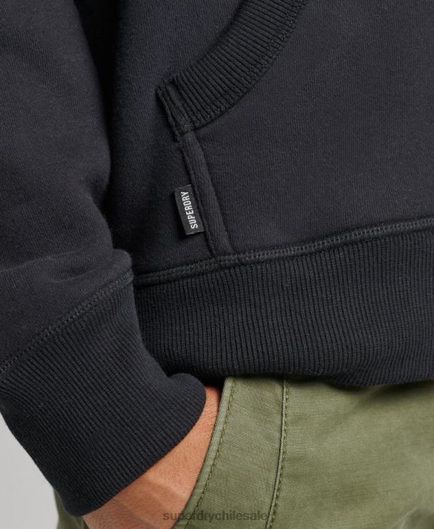 hombres Superdry negro sudadera con capucha y cremallera de algodón orgánico con logo vintage bordado 2R68Z612
