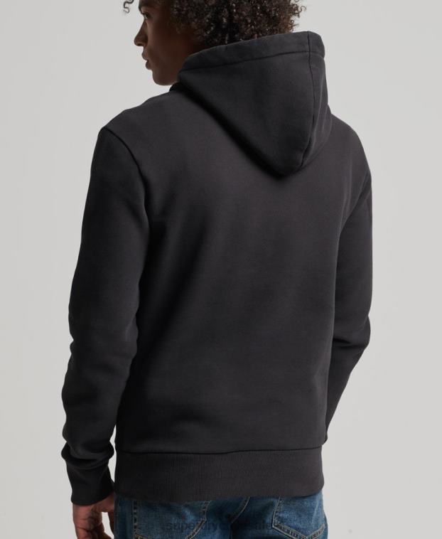 hombres Superdry negro sudadera con capucha y gráfico del logo central de algodón orgánico 2R68Z5026