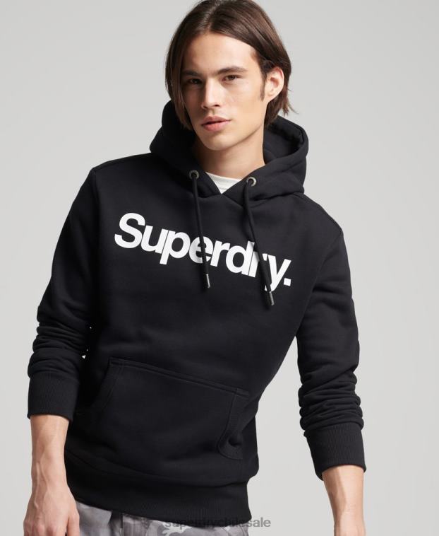 hombres Superdry negro sudadera con capucha y logo 2R68Z5196
