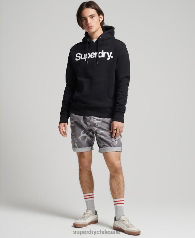 hombres Superdry negro sudadera con capucha y logo 2R68Z5196