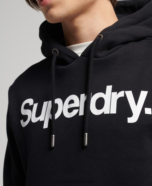 hombres Superdry negro sudadera con capucha y logo 2R68Z5196