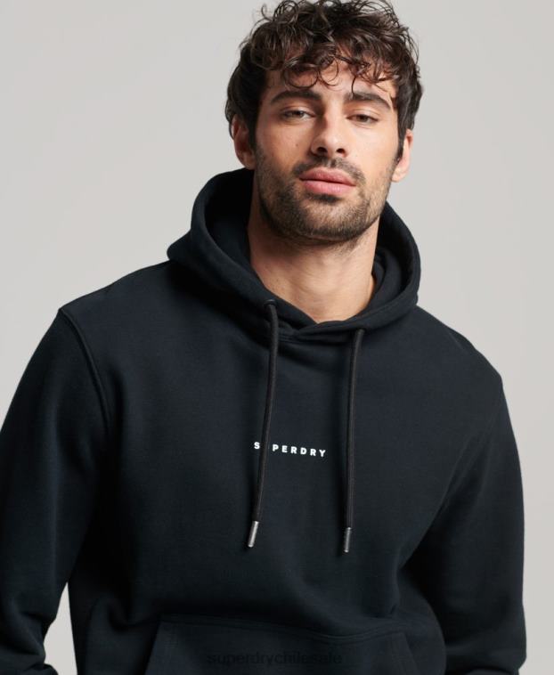 hombres Superdry negro sudadera con capucha y logo 2R68Z837