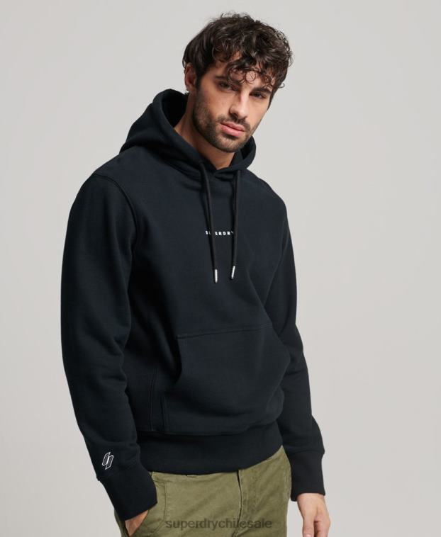 hombres Superdry negro sudadera con capucha y logo 2R68Z837