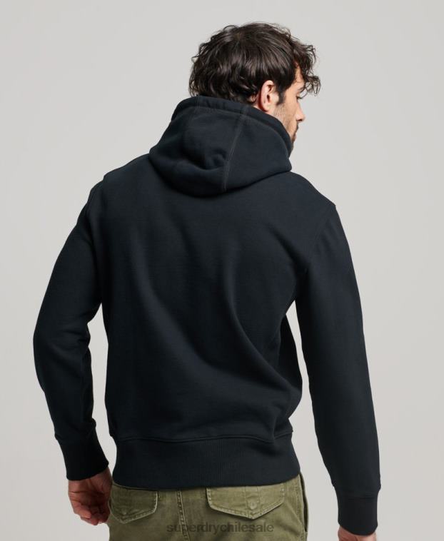 hombres Superdry negro sudadera con capucha y logo 2R68Z837