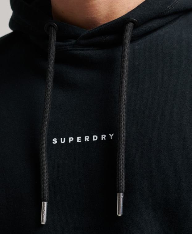 hombres Superdry negro sudadera con capucha y logo 2R68Z837