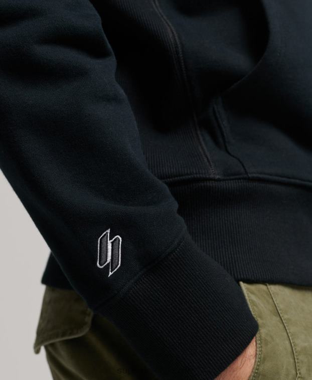hombres Superdry negro sudadera con capucha y logo 2R68Z837