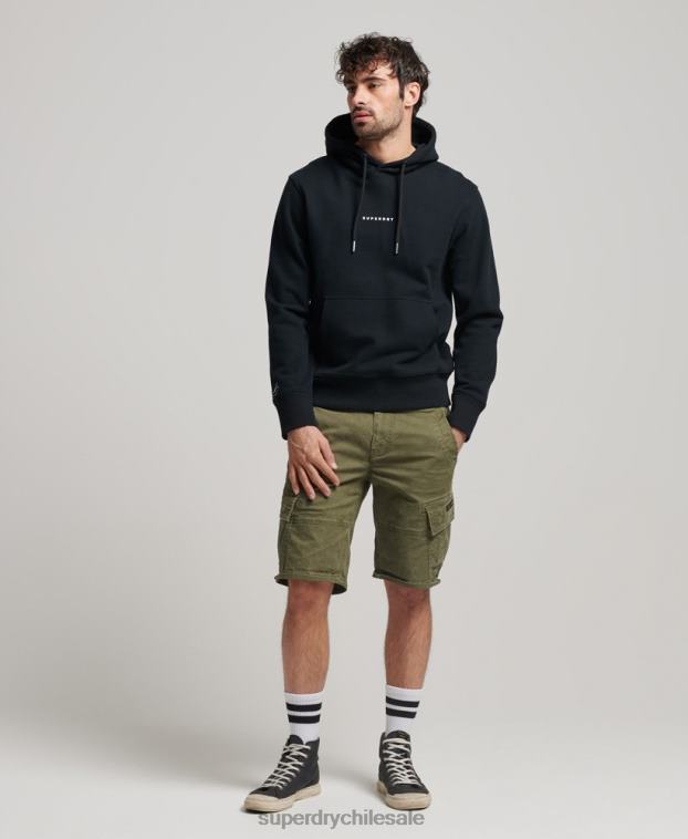 hombres Superdry negro sudadera con capucha y logo 2R68Z837