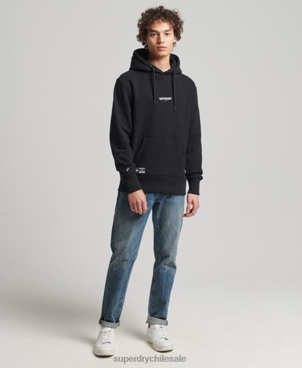 hombres Superdry negro sudadera con capucha y logo bordado 2R68Z5206