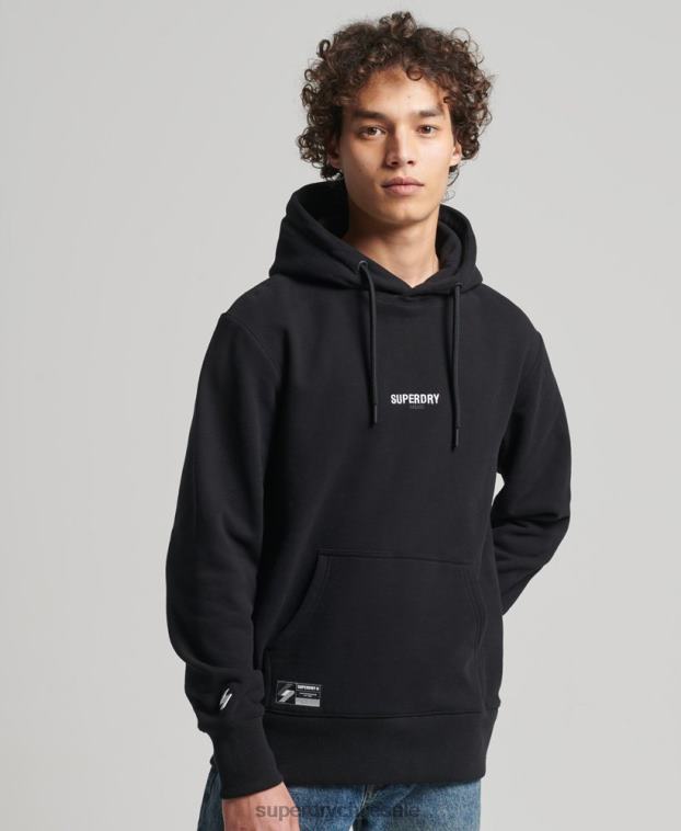 hombres Superdry negro sudadera con capucha y logo bordado 2R68Z5206