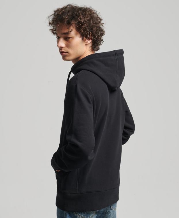 hombres Superdry negro sudadera con capucha y logo bordado 2R68Z5206