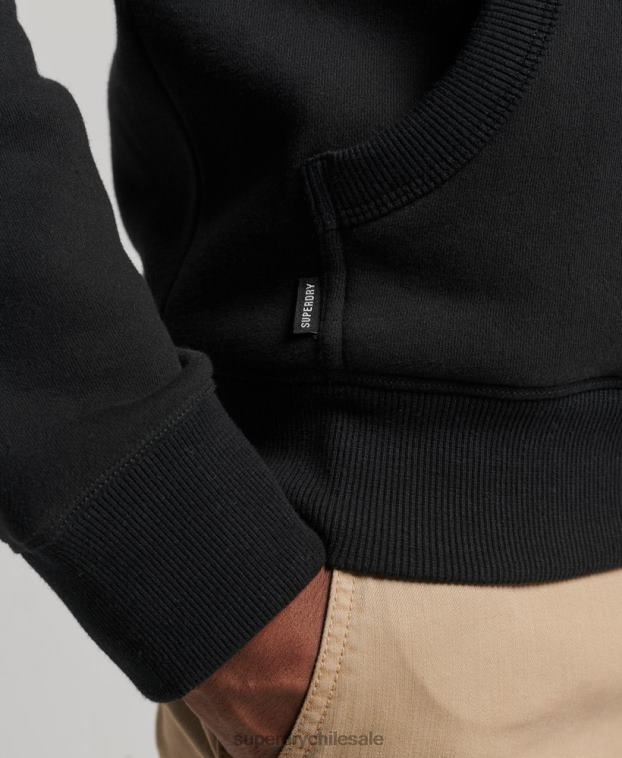 hombres Superdry negro sudadera con capucha y logo esencial de algodón orgánico 2R68Z590