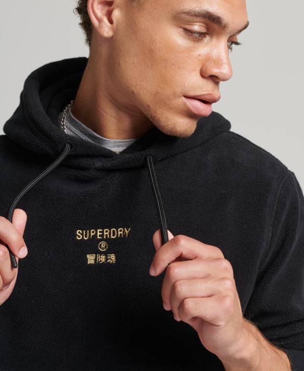 hombres Superdry negro sudadera con capucha y logo gráfico 2R68Z5031
