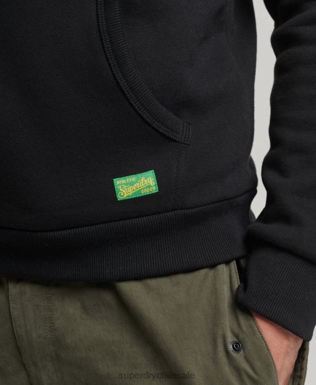 hombres Superdry negro sudadera con capucha y logo vintage 2R68Z5145