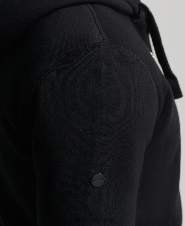 hombres Superdry negro sudadera con cremallera Essential de algodón orgánico 2R68Z5262