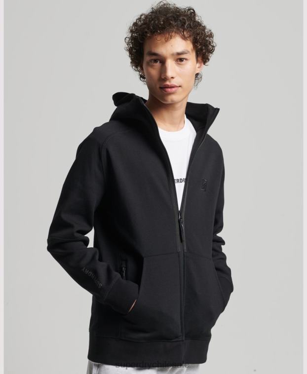 hombres Superdry negro sudadera con cremallera code tech 2R68Z636