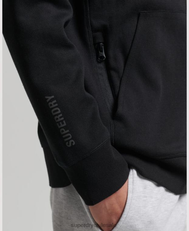 hombres Superdry negro sudadera con cremallera code tech 2R68Z636