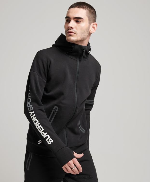 hombres Superdry negro sudadera con cremallera gymtech 2R68Z562