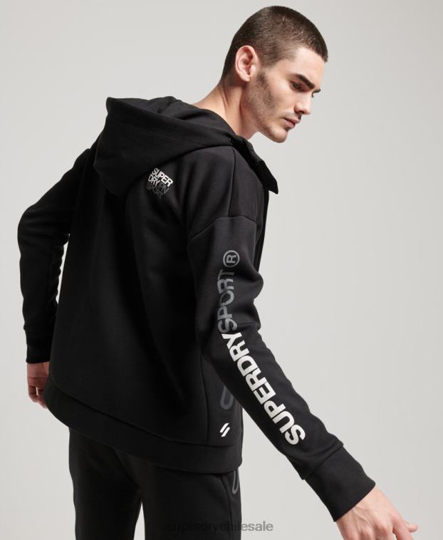 hombres Superdry negro sudadera con cremallera gymtech 2R68Z562