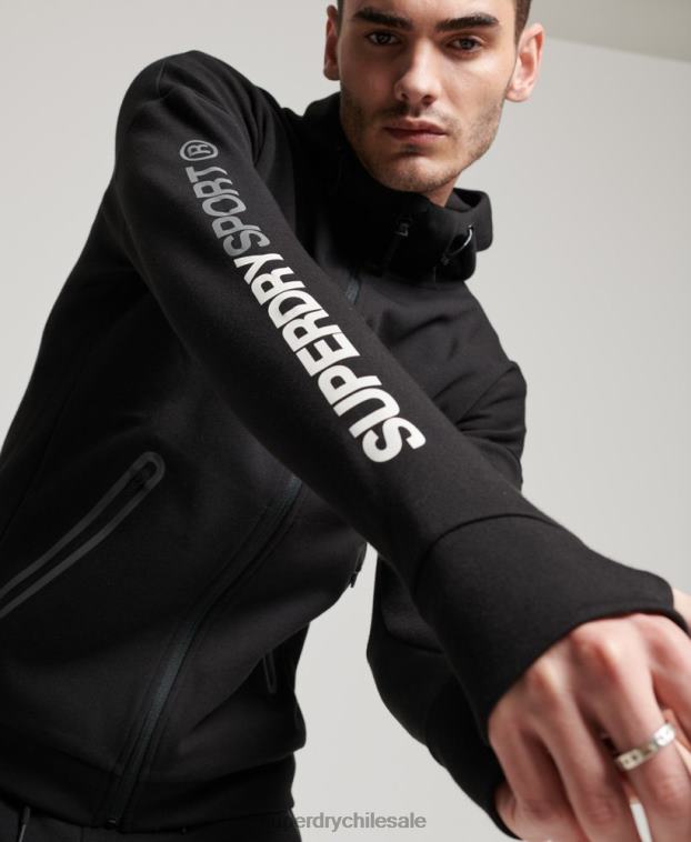 hombres Superdry negro sudadera con cremallera gymtech 2R68Z562
