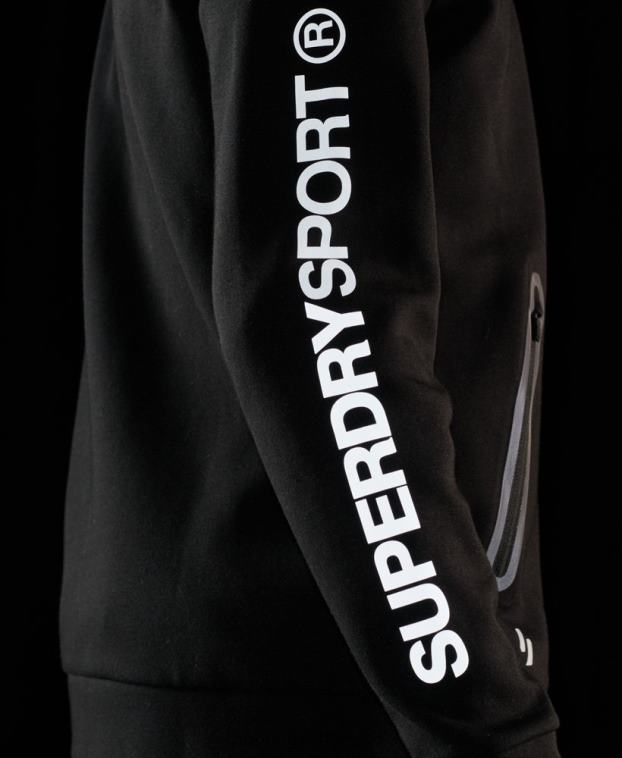 hombres Superdry negro sudadera con cremallera gymtech 2R68Z562